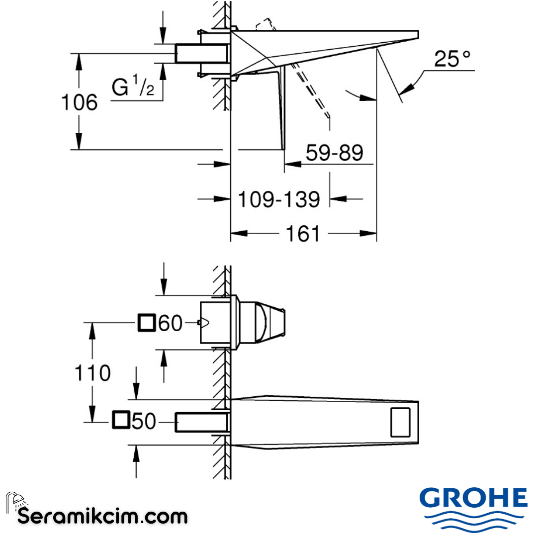 Grohe Allure Brilliant Ankastre Lavabo Bataryası (Sıva Üstü Grubu) Krom ...