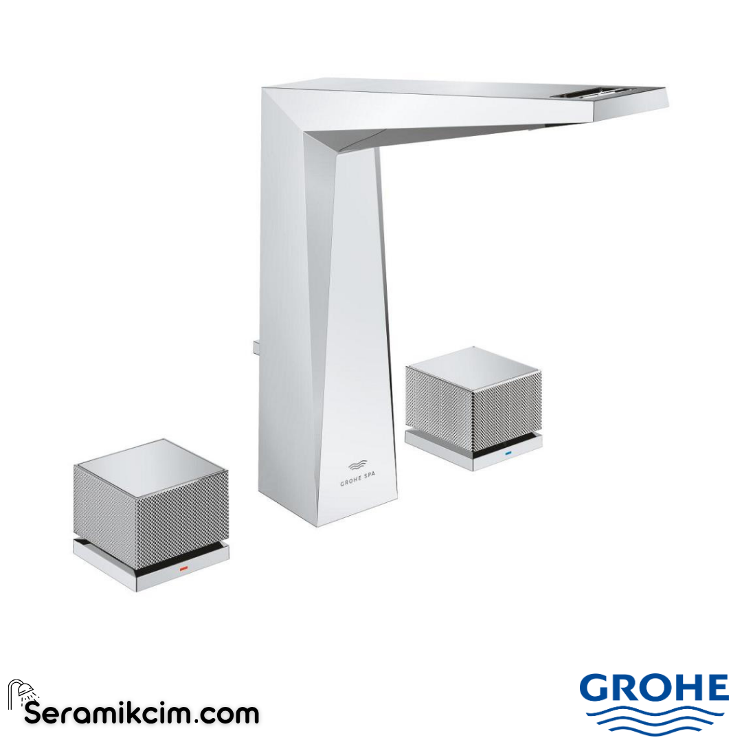 Grohe Allure Brilliant Private Collection L-Boy, 3 Delikli Lavabodan Ankastre Lavabo Bataryası, Sifon Kumandalı Krom 20670000 - 20670000