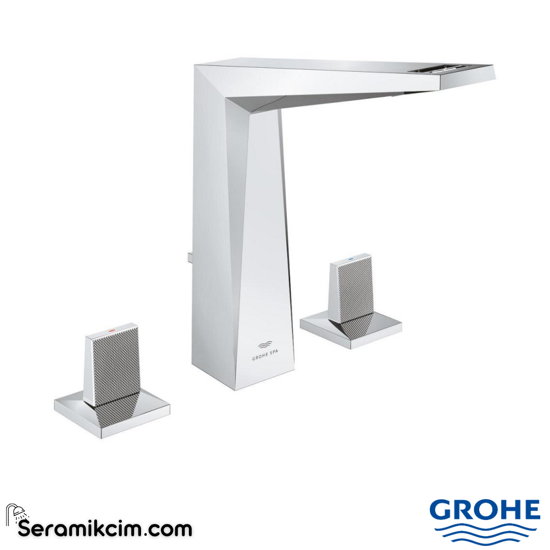 Grohe Allure Brilliant Private Collection L-Boy, 3 Delikli Lavabodan Ankastre Lavabo Bataryası, Sifon Kumandalı Krom 20667000 - 20667000