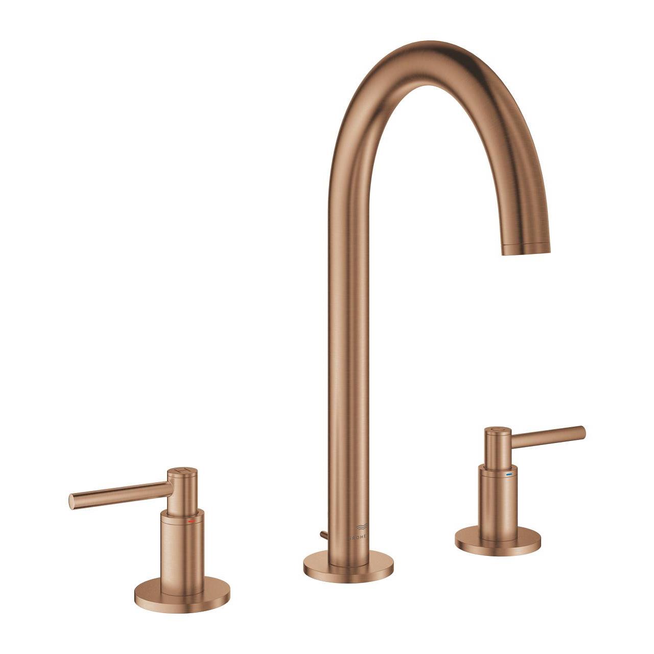 Grohe Atrio 3 Delikli Ankastre Lavabo Bataryası, Sifon Kumandalı, Fırçalı Bakır 20649DL0