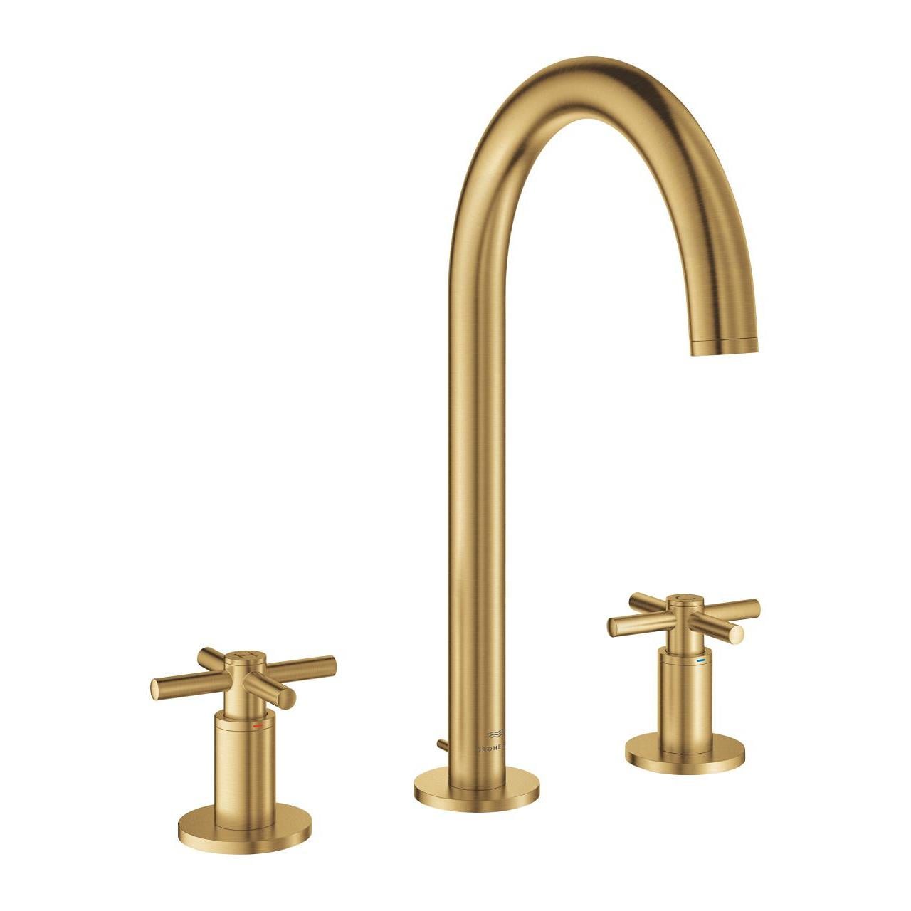 Grohe Atrio 3 Delikli Ankastre Lavabo Bataryası (4 Çubuklu Volan) L-Boy, Fırçalı Altın 20643GN0