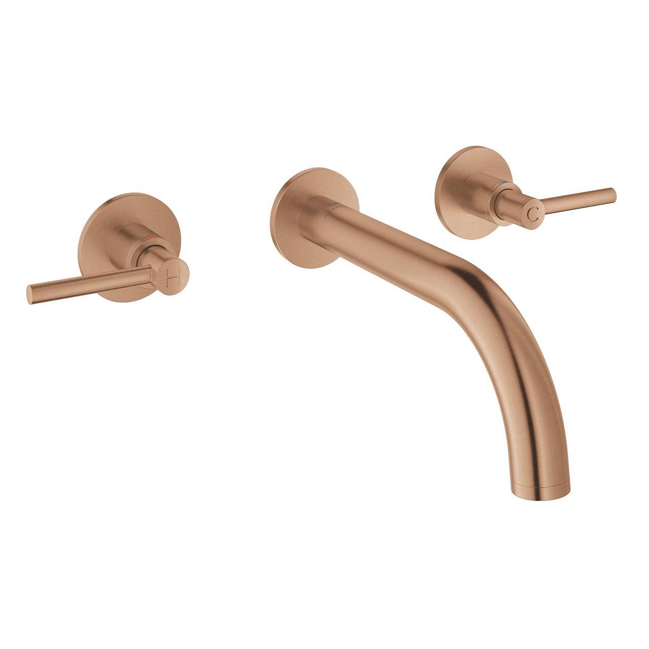 Grohe Atrio 3 Delikli Duvardan Ankastre Lavabo Bataryası (Sıva Üstü Grubu), Fırçalı Bakır 20662DL0