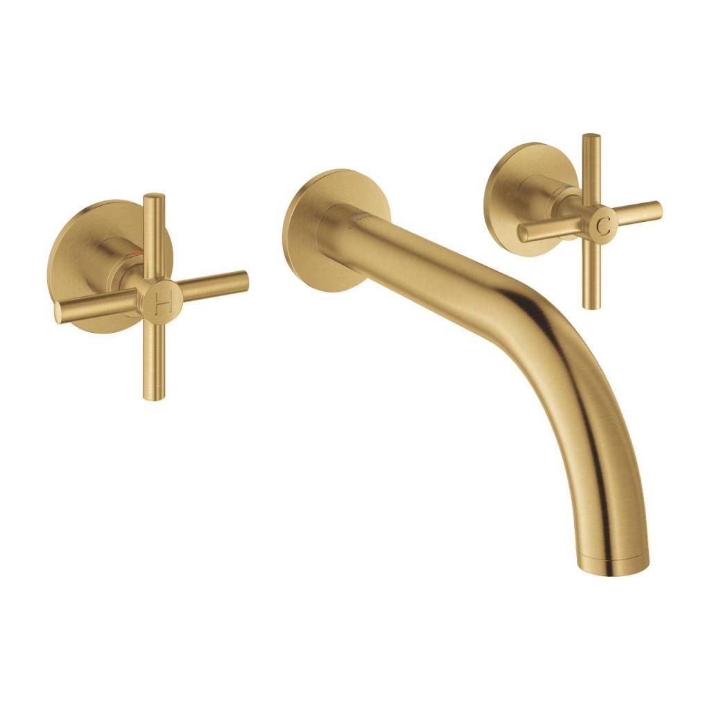 Grohe Atrio 3 Delikli Duvardan Ankastre Lavabo Bataryası (Sıva Üstü Grubu), Fırçalı Altın 20661GN0