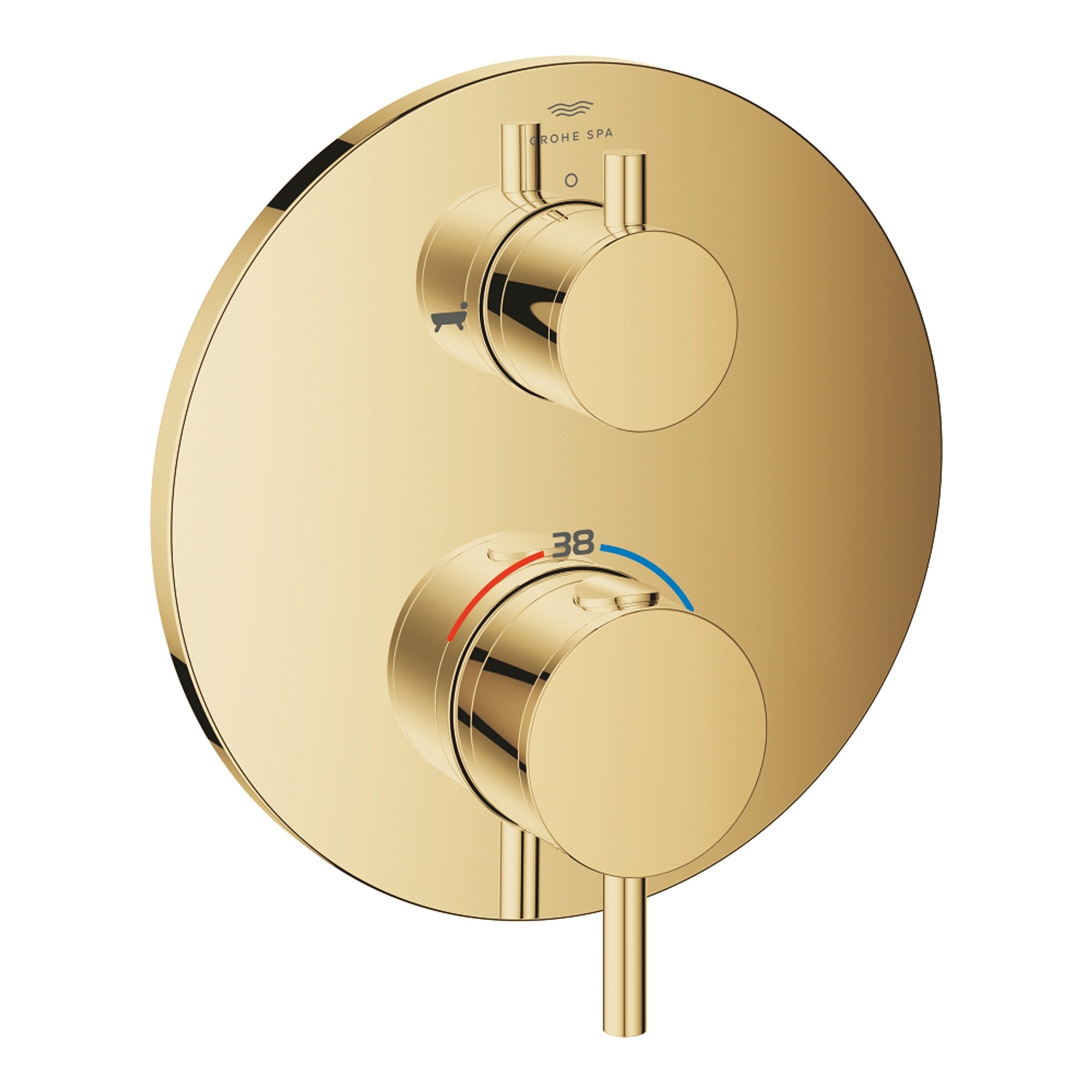 Grohe Atrio Ankastre Termostatik Küvet Bataryası 2 Çıkışlı Açma Kapama ve Yönlendirici Valfli (Sıva Üstü Grubu) Parlak Altın 24359GL0
