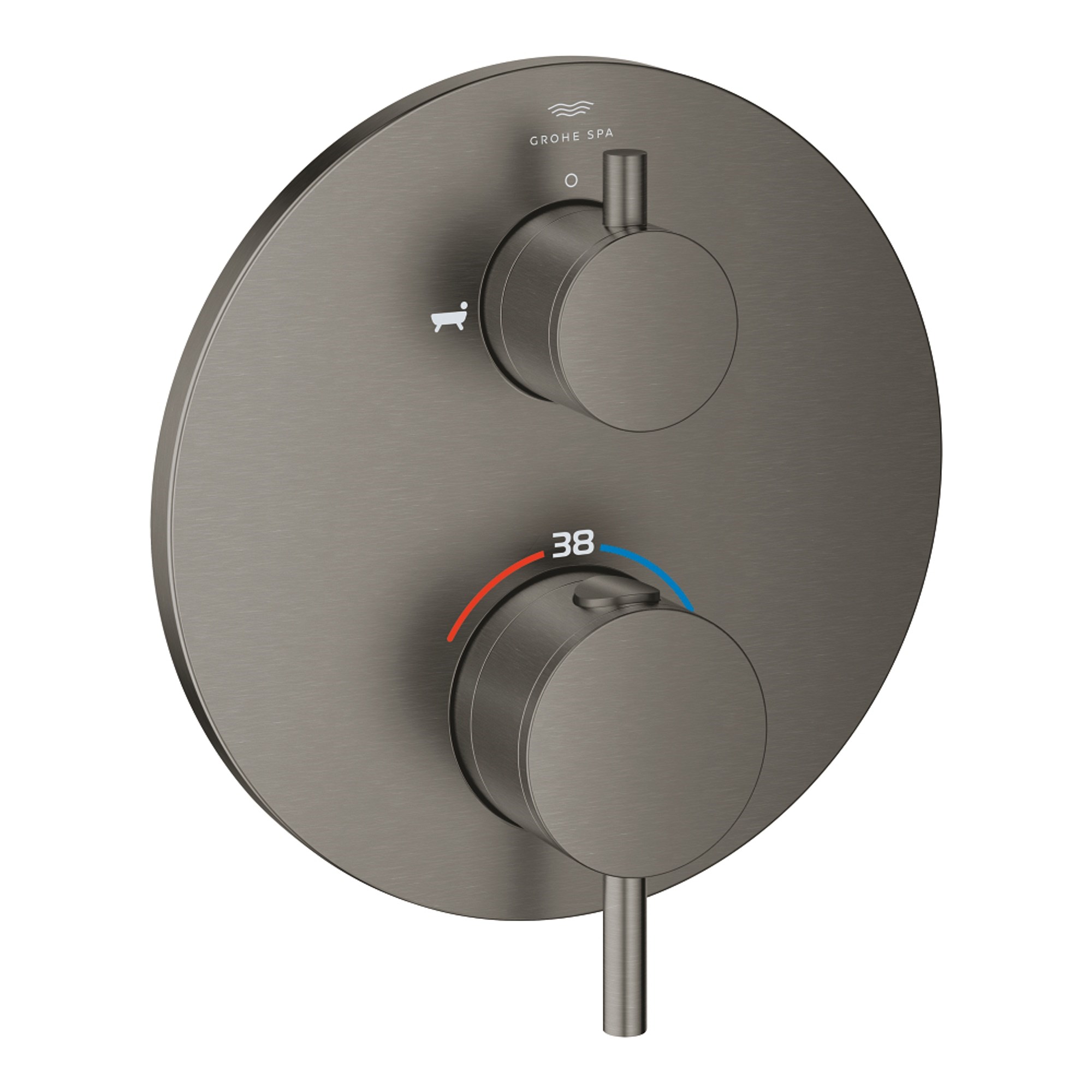 Grohe Atrio Ankastre Termostatik Küvet Bataryası 2 Çıkışlı Açma Kapama ve Yönlendirici Valfli (Sıva Üstü Grubu) Fırçalı Sert Grafit 24359AL0