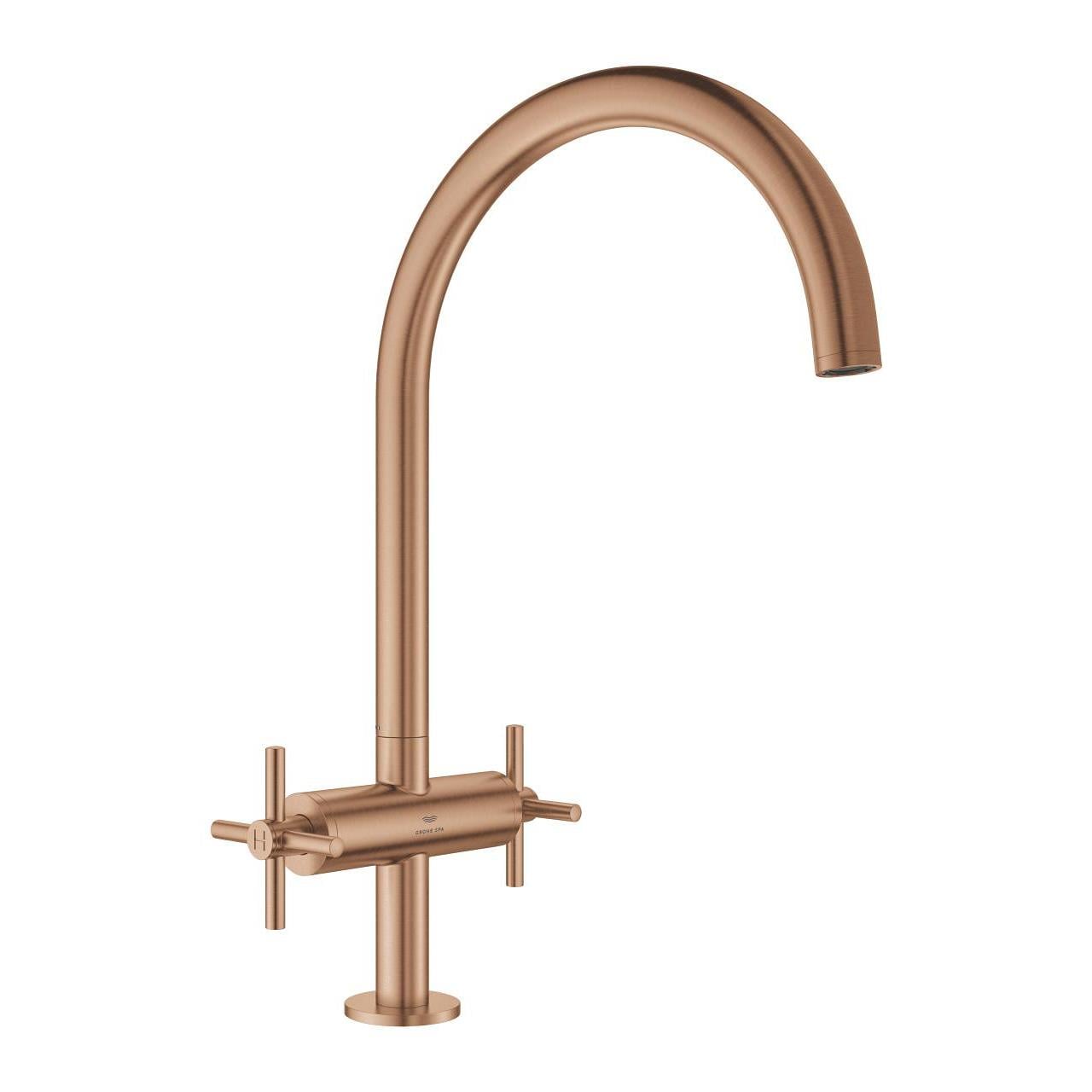 Grohe Atrio Kuğu Borulu Eviye Bataryası, Fırçalı Bakır 30609DL0