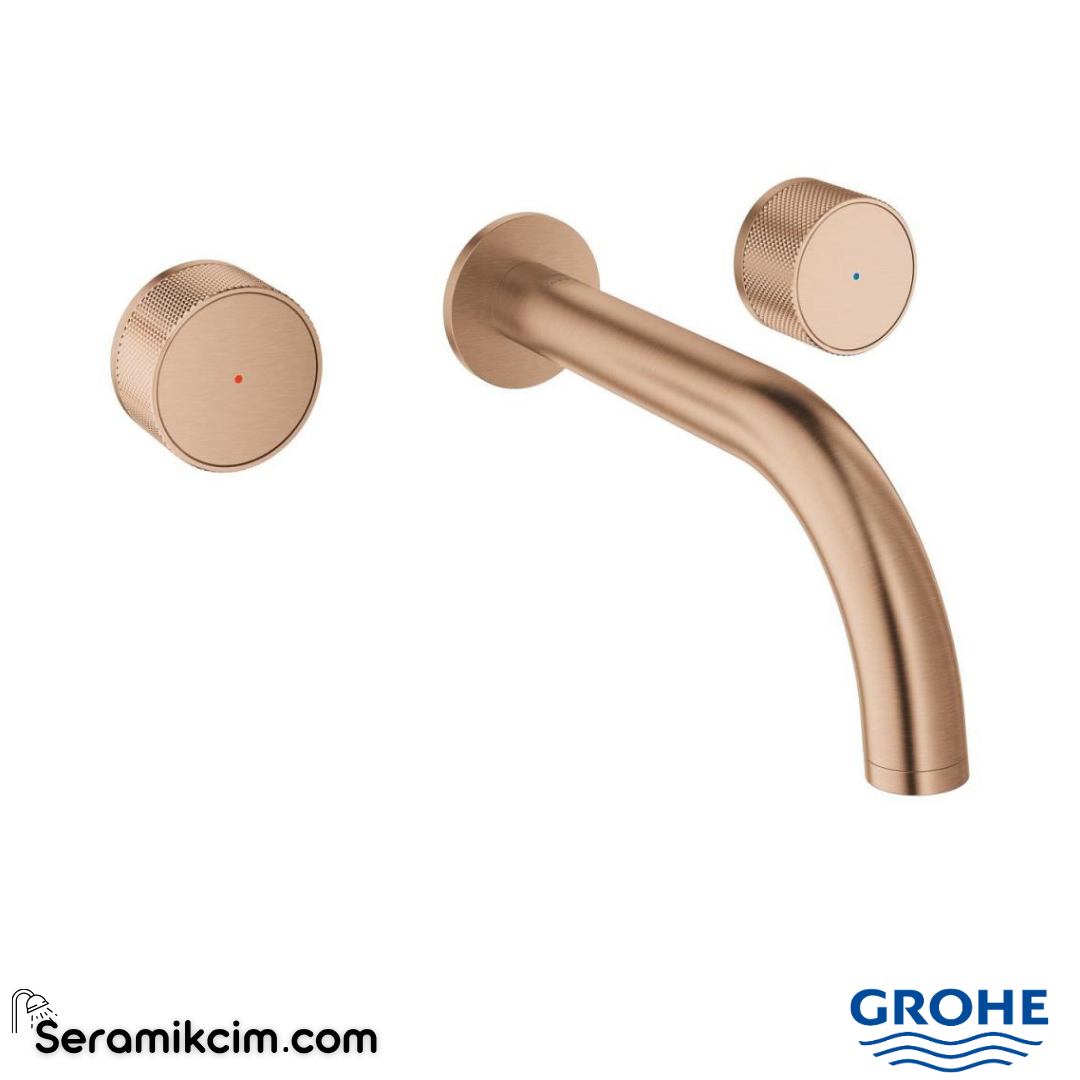 Grohe Atrio Private Collection 3 Delikli Ankastre Lavabo Bataryası (Sıva Üstü Grubu) Fırçalı Bakır 20589DL0