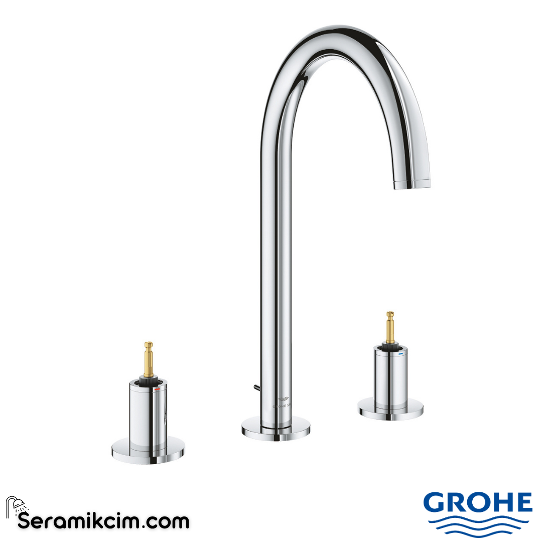 Grohe Atrio Private Collection 3 Delikli Ankastre Sifon Kumandalı Lavabo Bataryası (L-Boy) Krom 20593000 - 20593000