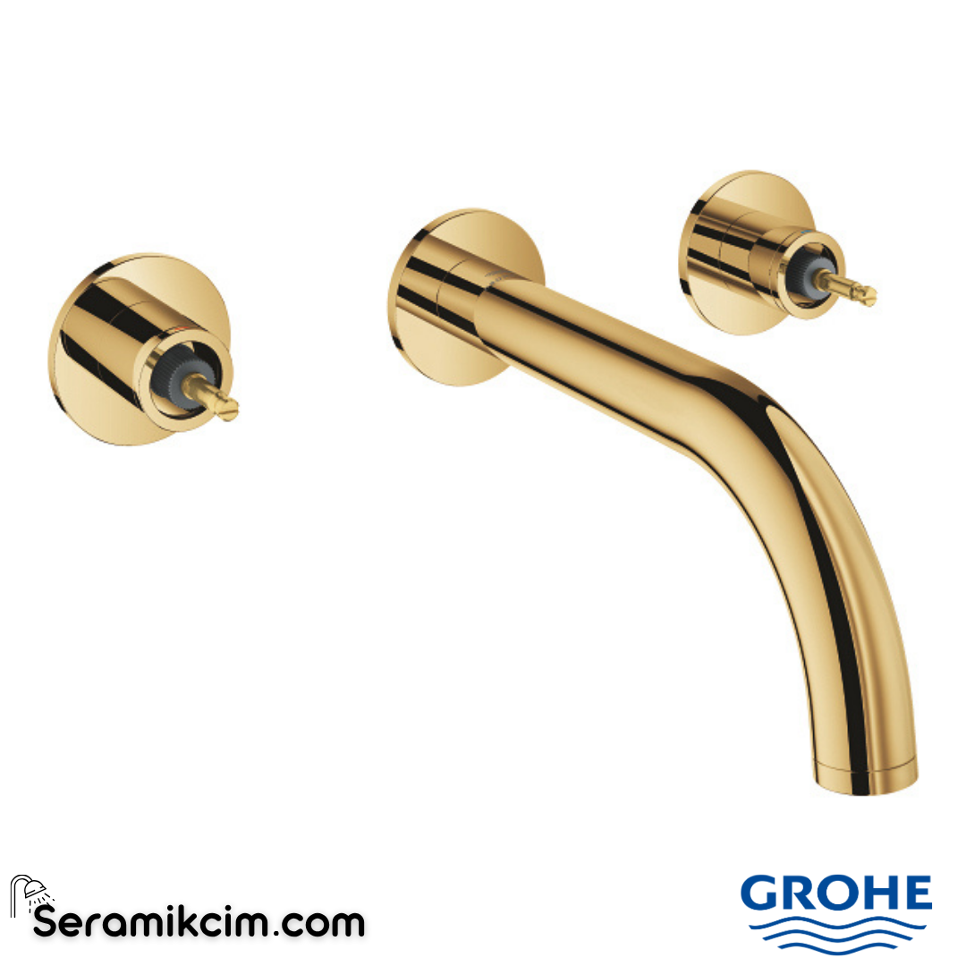 Grohe Atrio Private Collection 3 Delikli Ankastre Lavabo Bataryası (Sıva Üstü Grubu) Parlak Altın 20587GL0