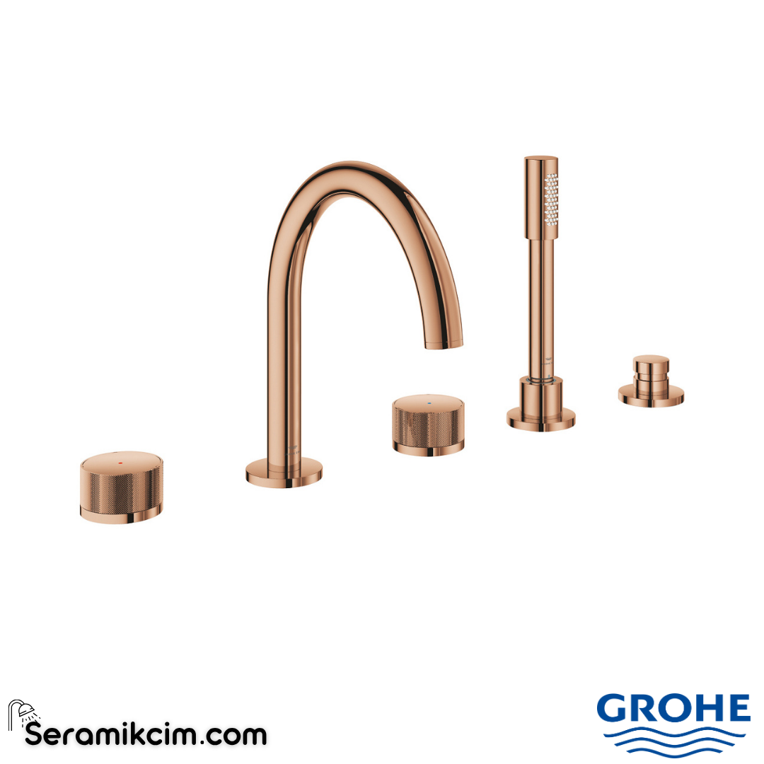 Grohe Atrio Private Collection 5 Delikli Ankastre Küvet Bataryası (Sıva Üstü Grubu), Parlak Bakır 25226DA0 - 25226DA0