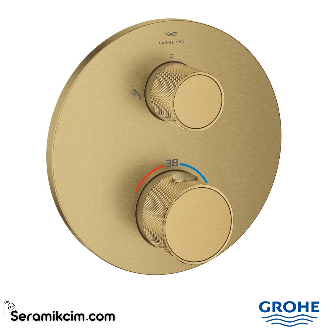 Grohe Atrio Private Collection Ankastre Termostatik Banyo Bataryası (2 Yollu, Sıva Üstü Grubu), Fırçalı Altın 24396GN0