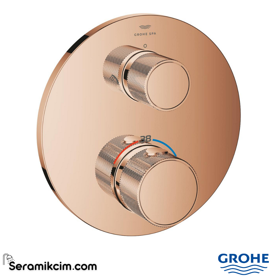 Grohe Atrio Private Collection Ankastre Termostatik Banyo Bataryası (2 Yollu, Sıva Üstü Grubu), Parlak Bakır 24396DA0