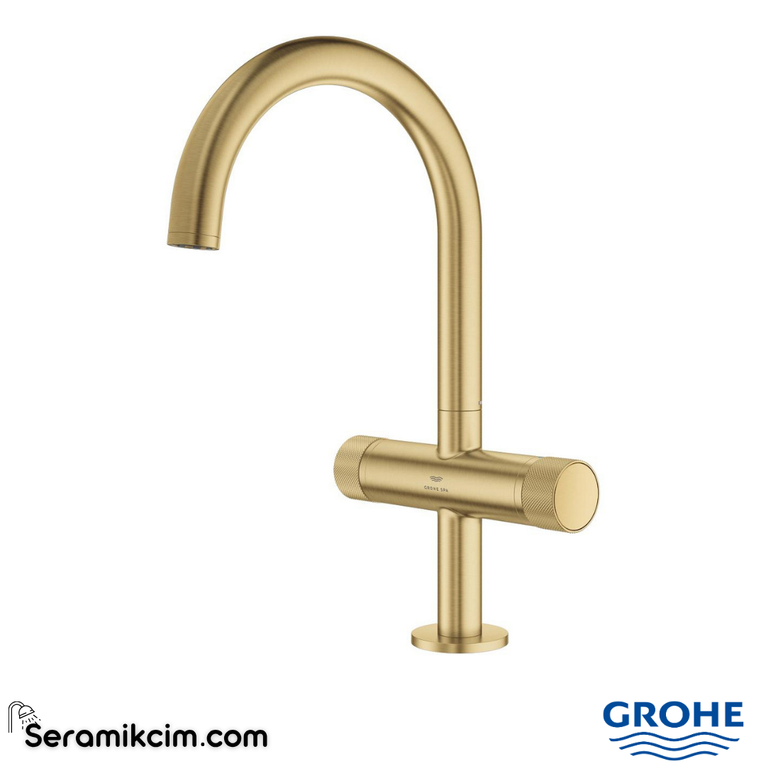 Grohe Atrio Private Collection Yüksek Lavabo Bataryası, Fırçalı Altın (L-Boy) 21138GN0