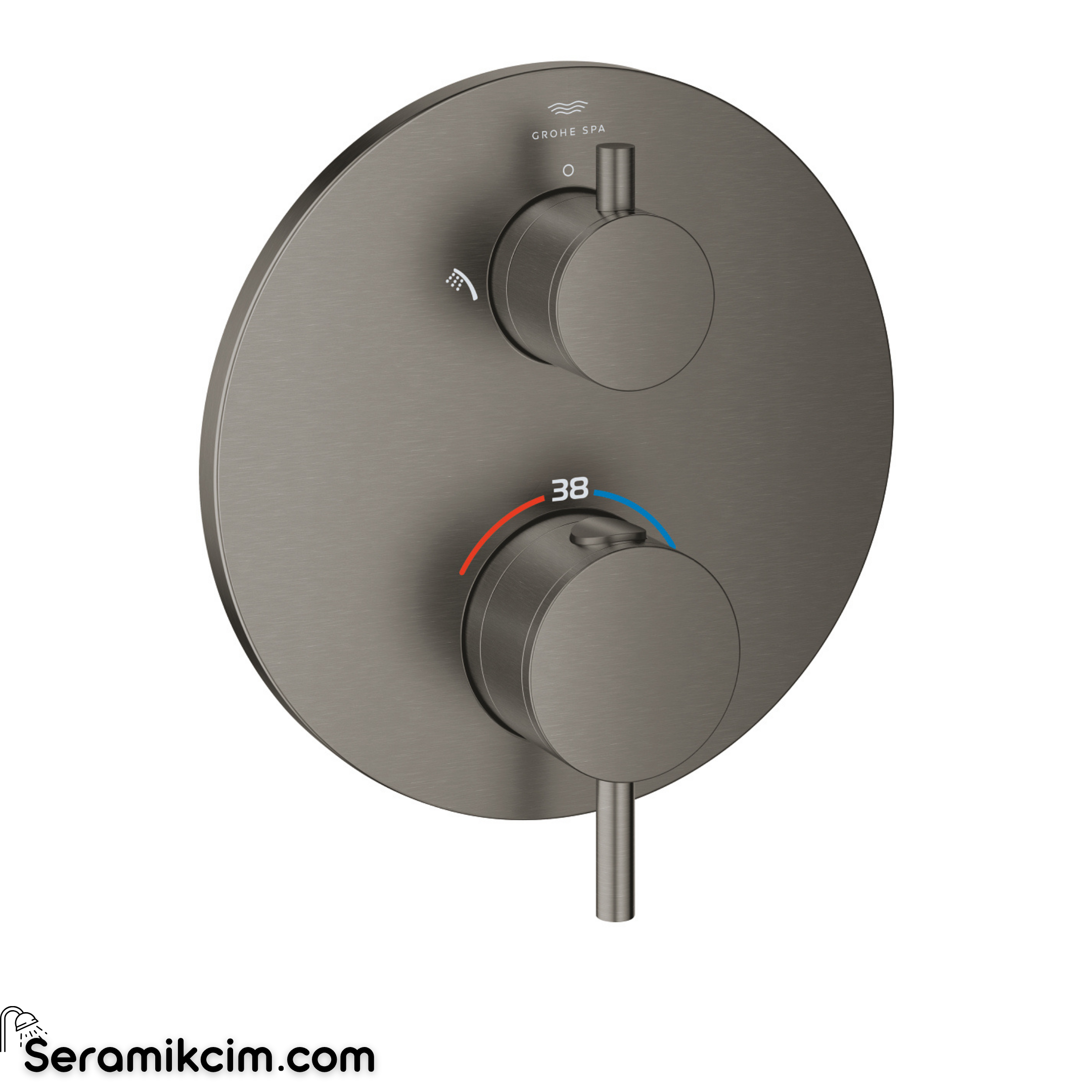 Grohe Atrio Termostatik Banyo/Duş Bataryası (Sıva Üstü Grubu), 2 Yollu, Fırçalı Sert Grafit 24358AL0