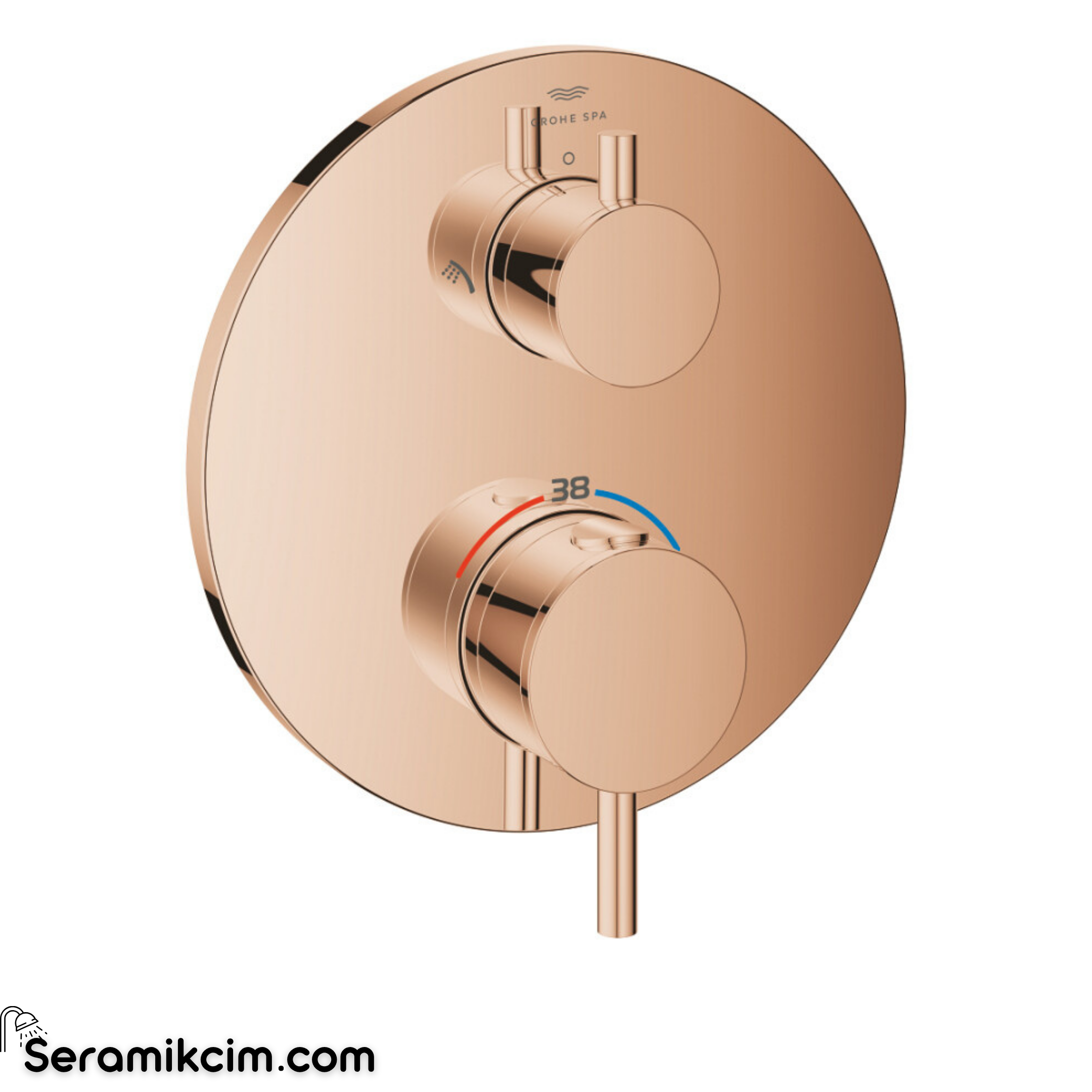 Grohe Atrio Termostatik Banyo/Duş Bataryası (Sıva Üstü Grubu), 2 Yollu, Parlak Bakır 24358DA0