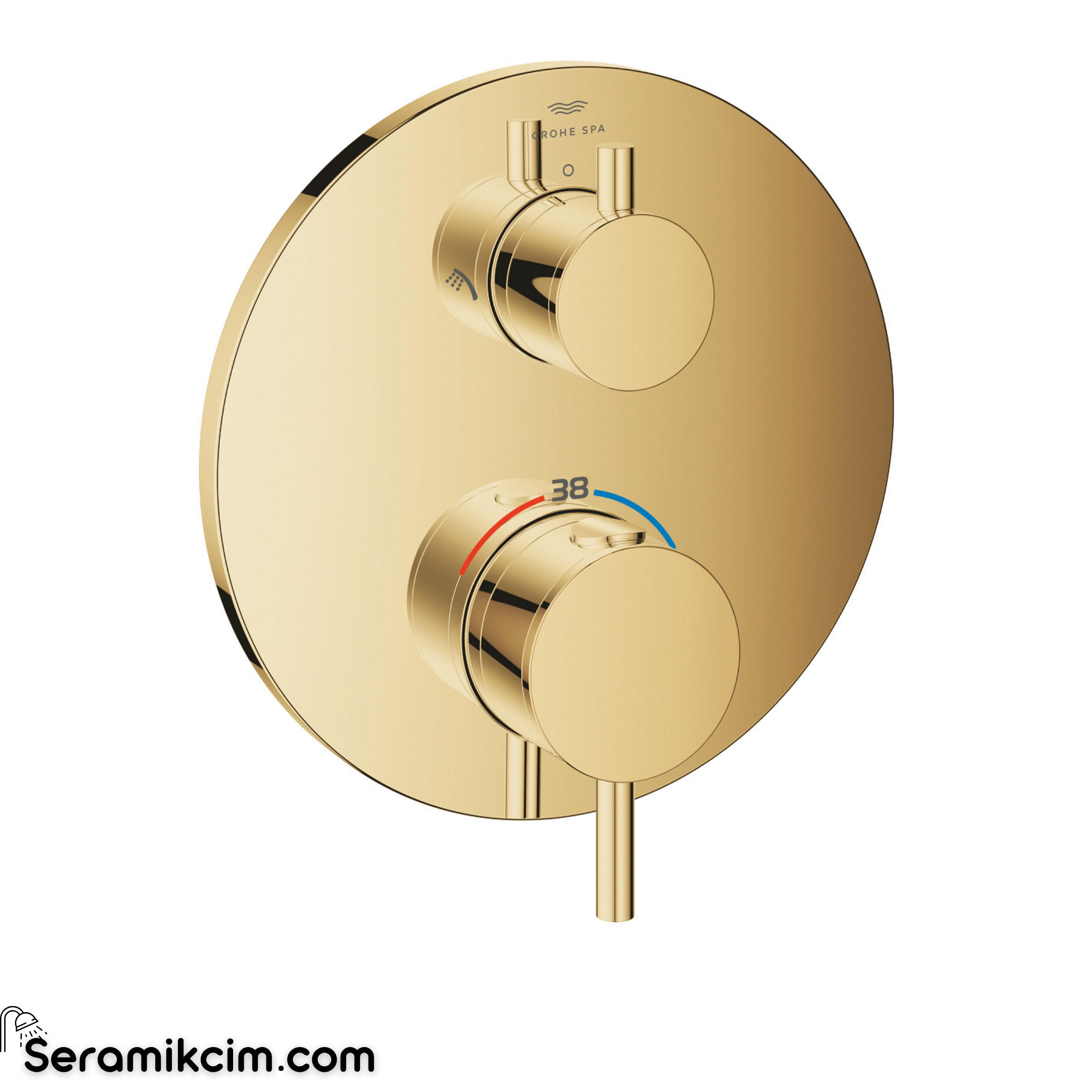 Grohe Atrio Termostatik Banyo/Duş Bataryası (Sıva Üstü Grubu), 2 Yollu, Parlak Altın 24358GL0