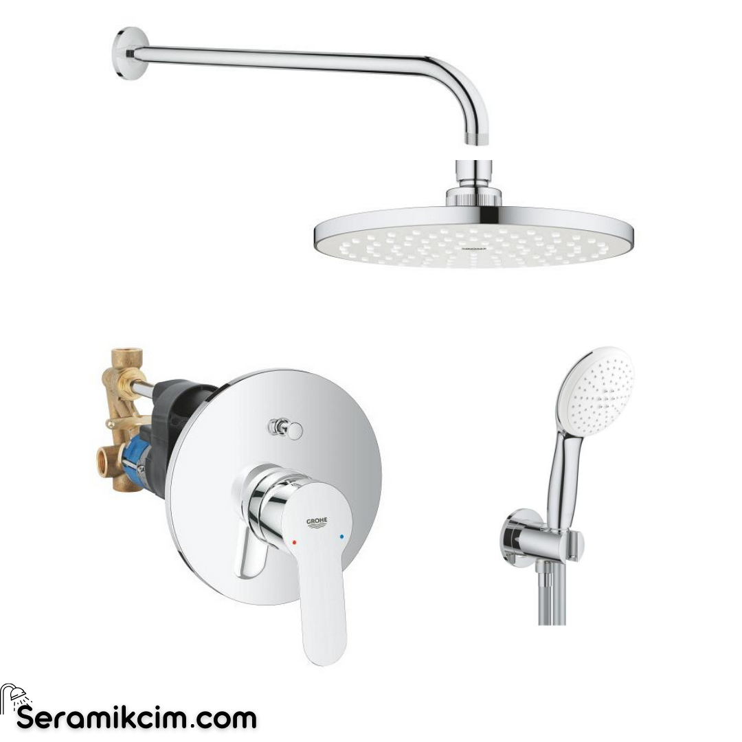 Grohe Bauedge Ankastre Banyo Bataryası Set (Tepe Duşu + El Duşu + Batarya Set) 29079SET0