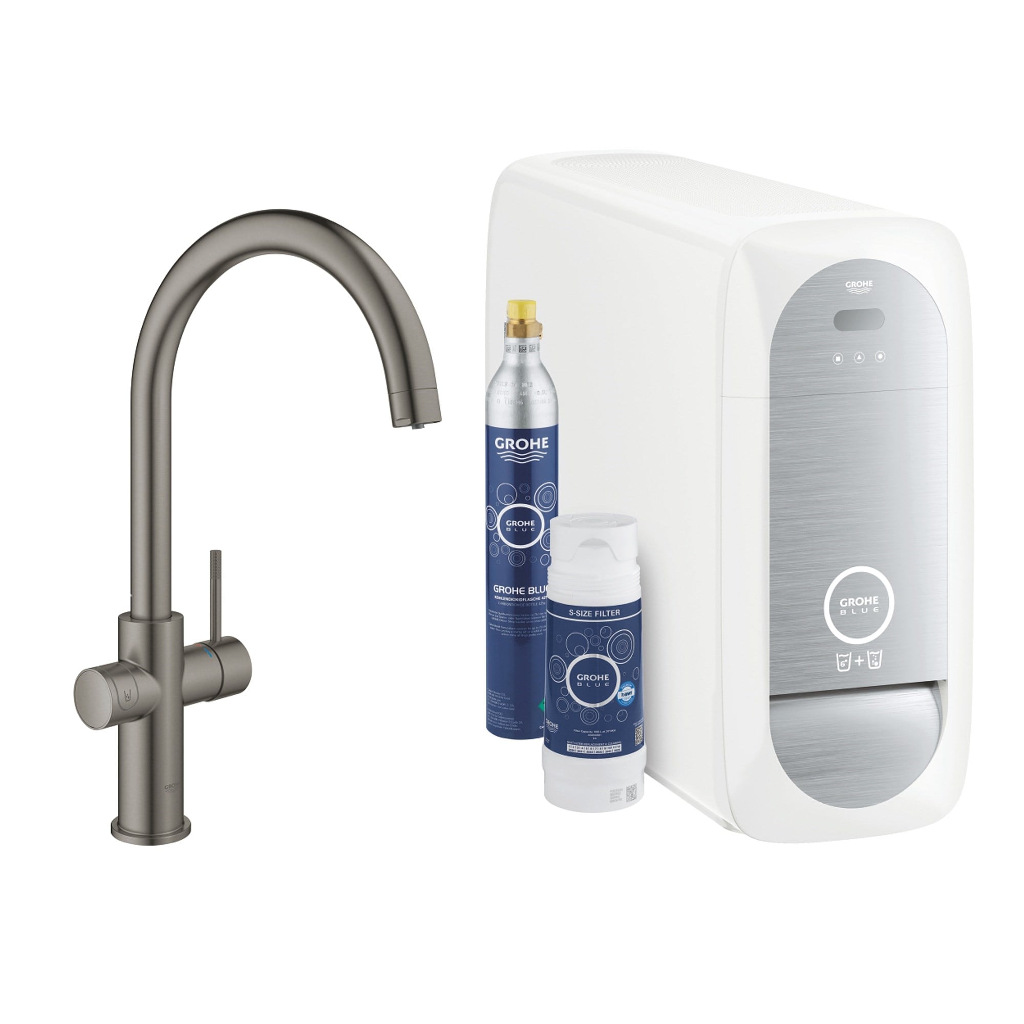 Grohe Blue Home Arıtmalı İçme Suyu ve Soda Yapan Mutfak Bataryası Fırçalı Sert Grafit 31455AL1