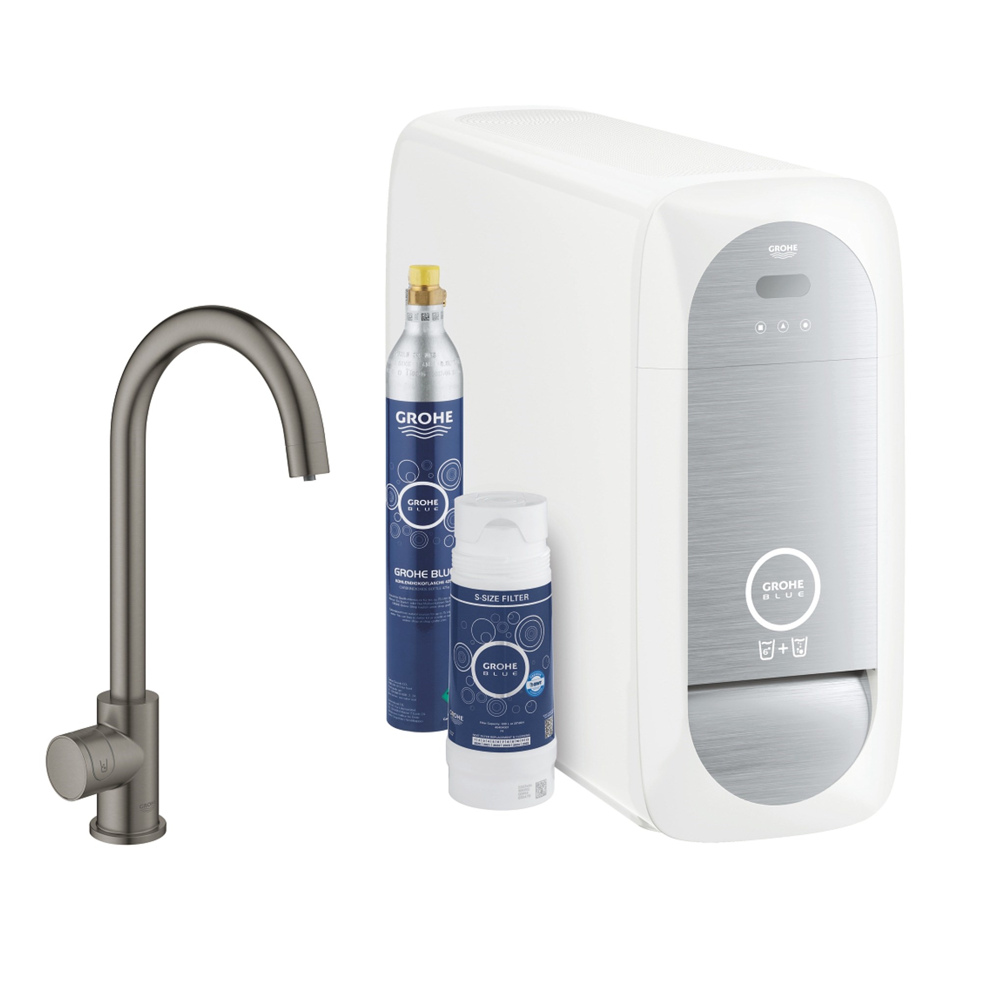 Grohe Blue Home Mono İçme Suyu Bataryası C Borulu Başlangıç Seti Fırçalı Sert Grafit 31498AL1
