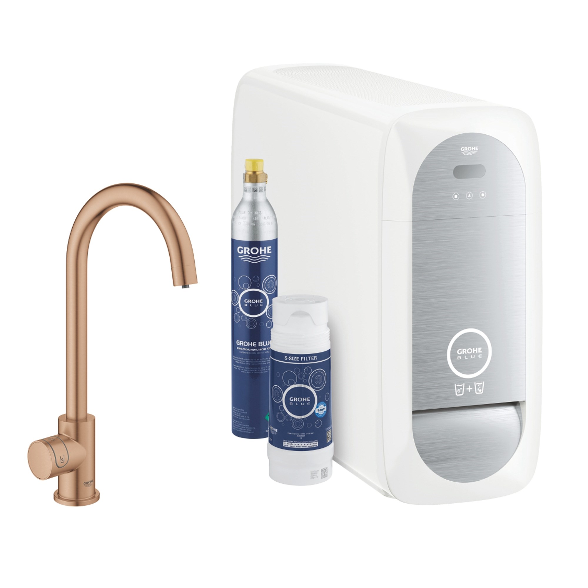 Grohe Blue Home Mono İçme Suyu Bataryası C Borulu Başlangıç Seti Fırçalı Bakır 31498DL1