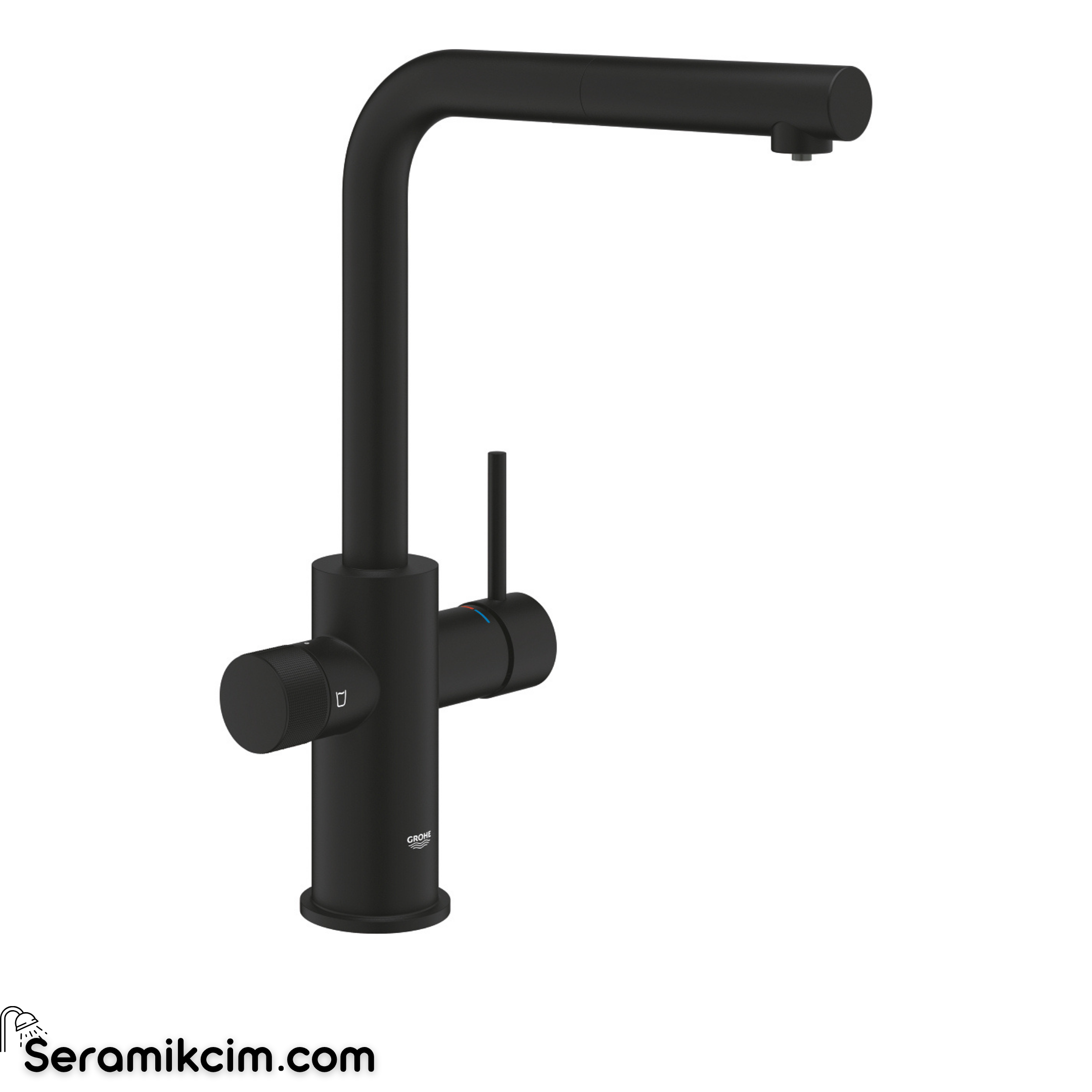Grohe Blue Pure Minta Arıtma Çıkışlı Spiralli Eviye Bataryası, Hayalet Siyah 30590KF0