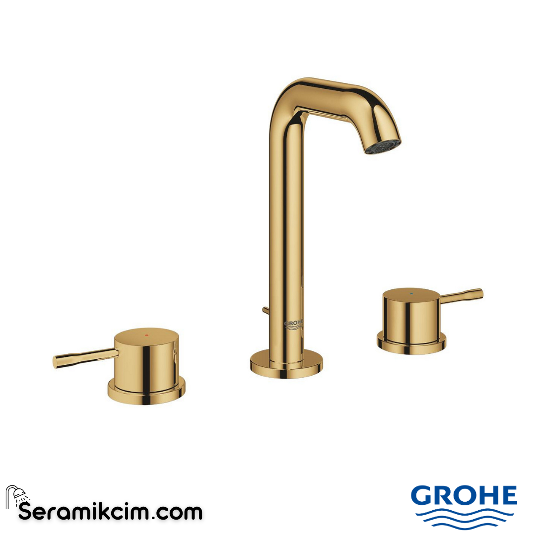 Grohe Essence 3 Delikli Lavabodan Ankastre Lavabo Bataryası, Parlak Altın 20296GL1