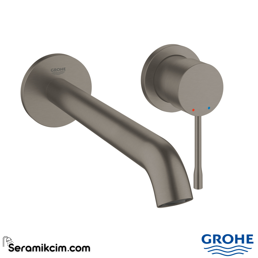 Grohe Essence Duvardan Ankastre Lavabo Bataryası L-Boyut (Sıva Üstü Grubu), Fırçalı Sert Grafit 29193AL1 - 29193AL1