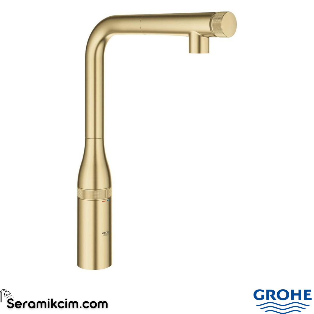 Grohe Essence SmartControl Spiralli Eviye Bataryası Fırçalı Altın 31615GN0