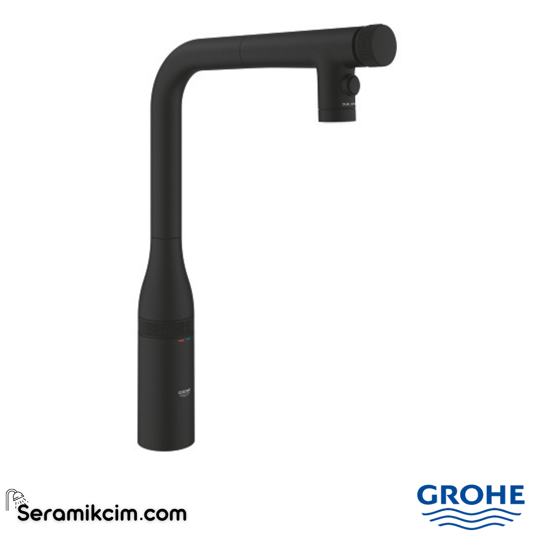 Grohe Essence SmartControl Spiralli Eviye Bataryası, Mat Siyah 31892KF0 - 31892KF0