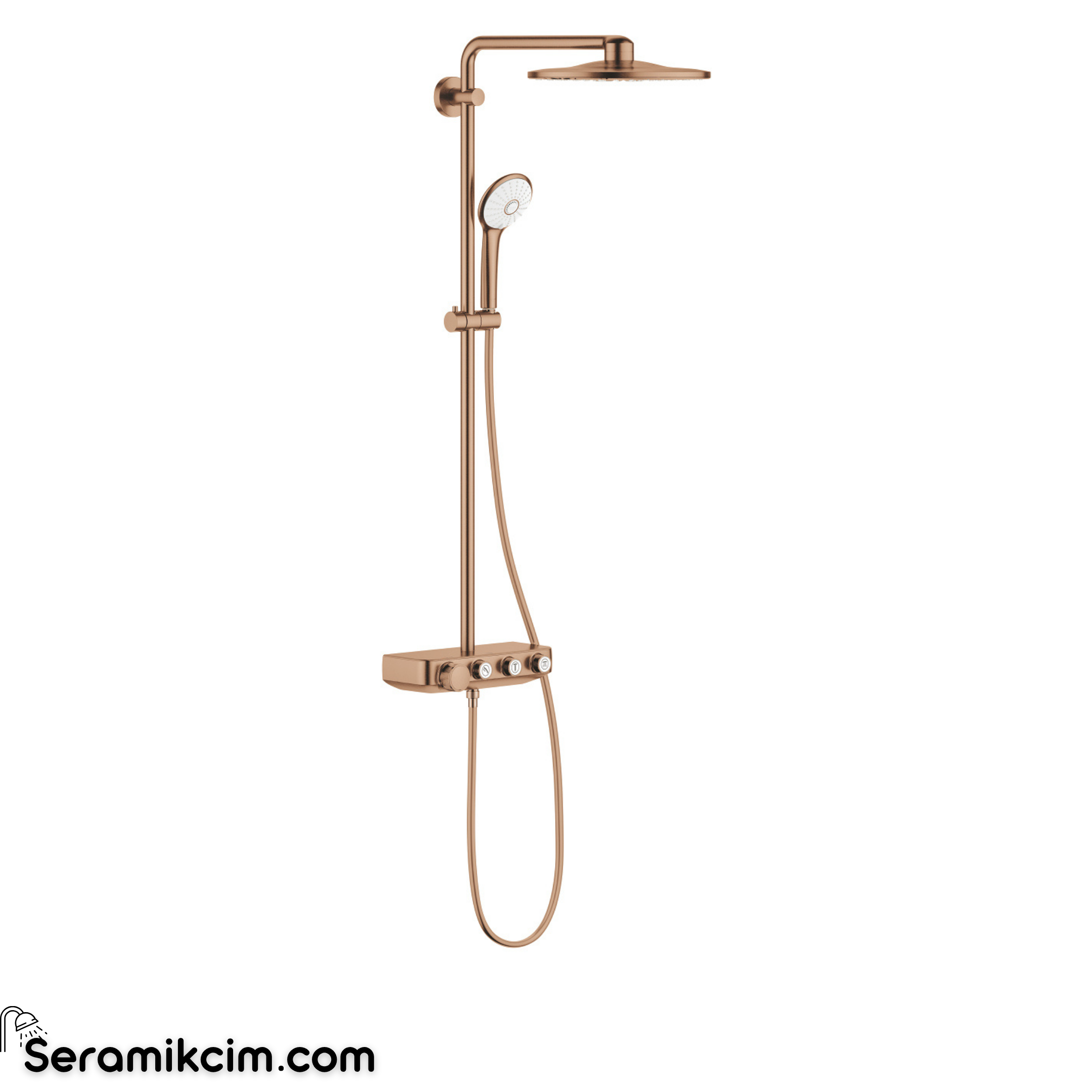 Grohe Euphoria SmartControl 310 Duo Duş Sistemi, Duvara Monte, Termostatik Bataryalı Duş Kolonu, Fırçalı Bakır 26507DL0