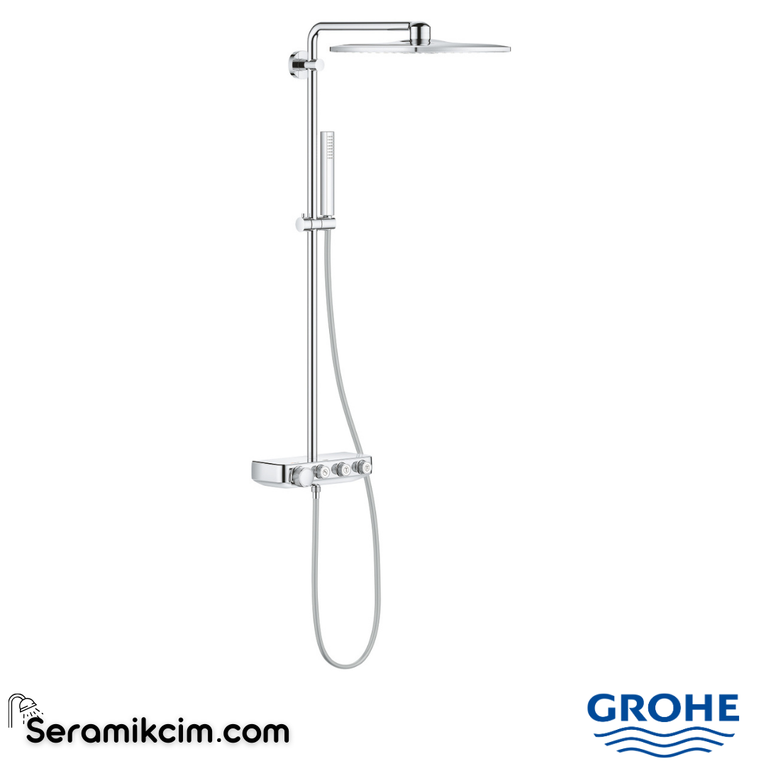 Grohe Euphoria SmartControl System 310 Cube Duo Duvara Monte Termostatik Bataryalı Duş Kolonu Krom 26508000