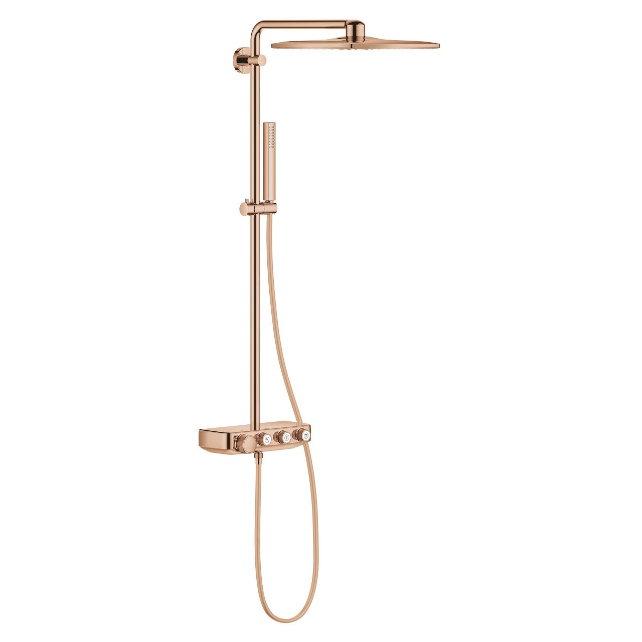 Grohe Euphoria SmartControl System 310 Cube Duo Duvara Monte Termostatik Bataryalı Duş Sistemi, Parlak Bakır 26508DA0