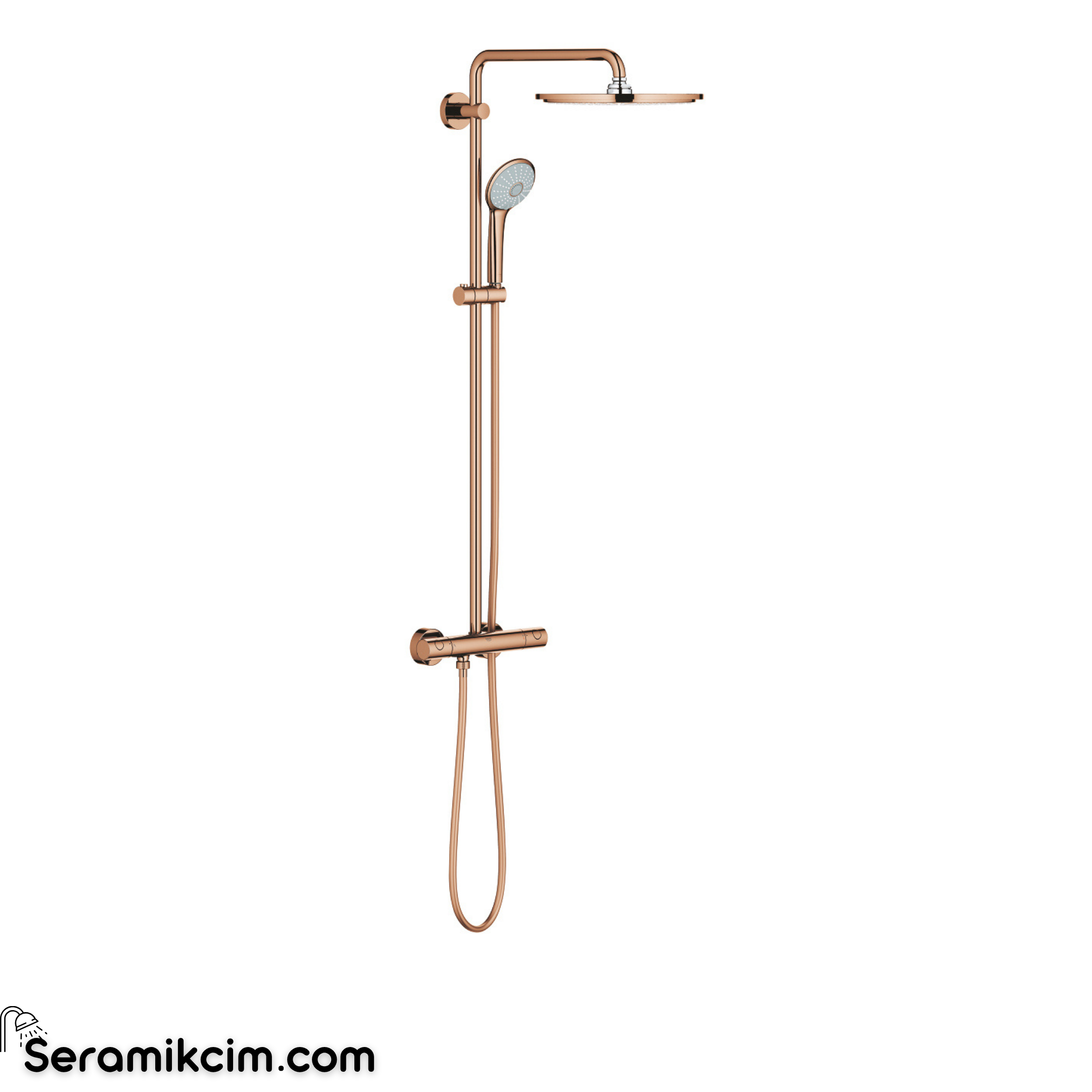 Grohe Euphoria System 310 Duvara Monte Termostatik Duş Bataryalı Duş Sistemi, Fırçalı Bakır 26075DL0