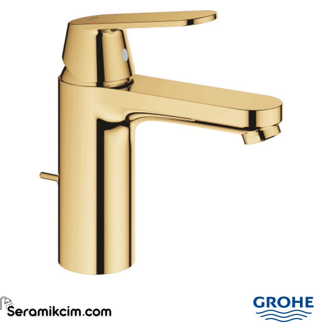 Grohe Eurocosmo Sifon Kumandalı Lavabo Bataryası, Parlak Altın 23325GLC