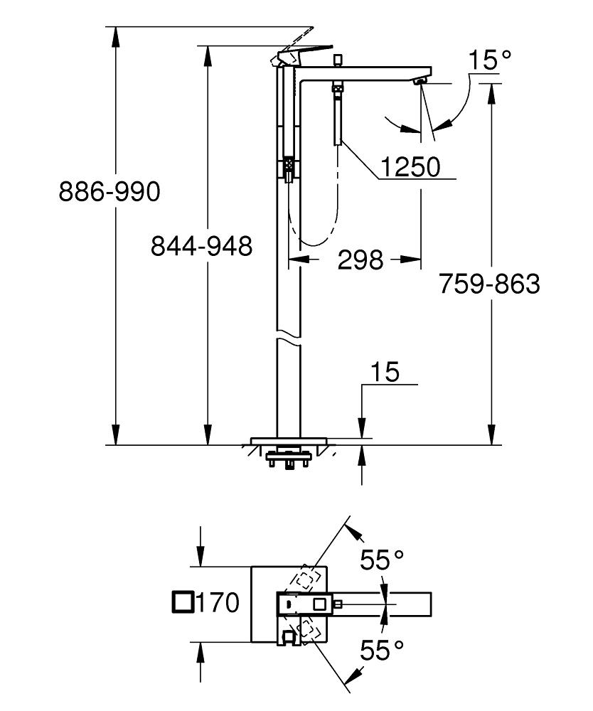 Grohe Eurocube Yerden Küvet Bataryası (Sıva Üstü Grubu) 23672001