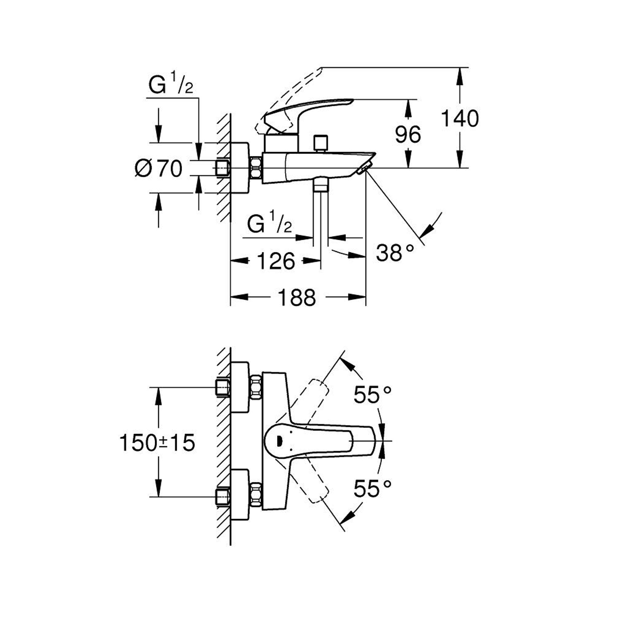 Grohe Eurosmart Ankastre Banyo Bataryası 2 Yollu Krom 33300243F