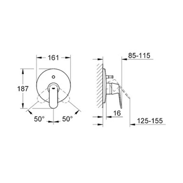 19382000 Grohe Eurosmart Cosmopolitan Ankastre Banyo Bataryası (Sıva Üstü) Krom ...