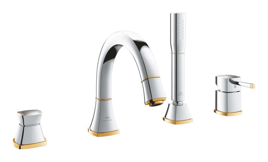 Grohe Grandera 4 Delikli Küvet Bataryası, Krom-Altın - 29418IG0