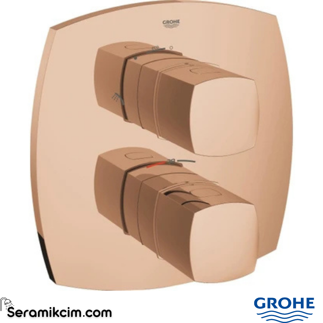 Grohe Grandera Termostatik Banyo Bataryası, Yön Değiştiricili (Sıva Üstü Grubu), Parlak Bakır 19948DA0