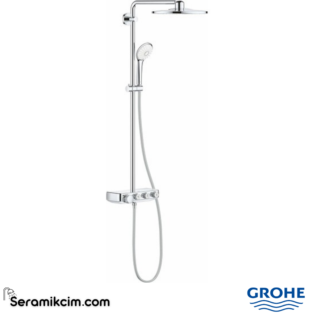 Grohe Grohe Euphoria SmartControl System 310 Duo Duvara Monte Termostatik Bataryalı Duş Sistemi Krom 26507000