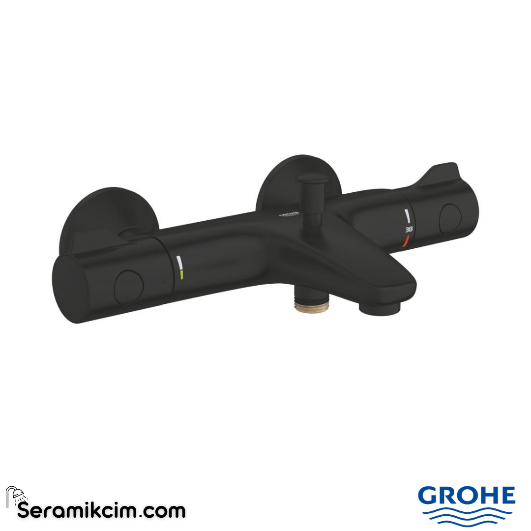 Grohe Grohtherm 800 Termostatik Banyo Bataryası, Mat Siyah 1022032430