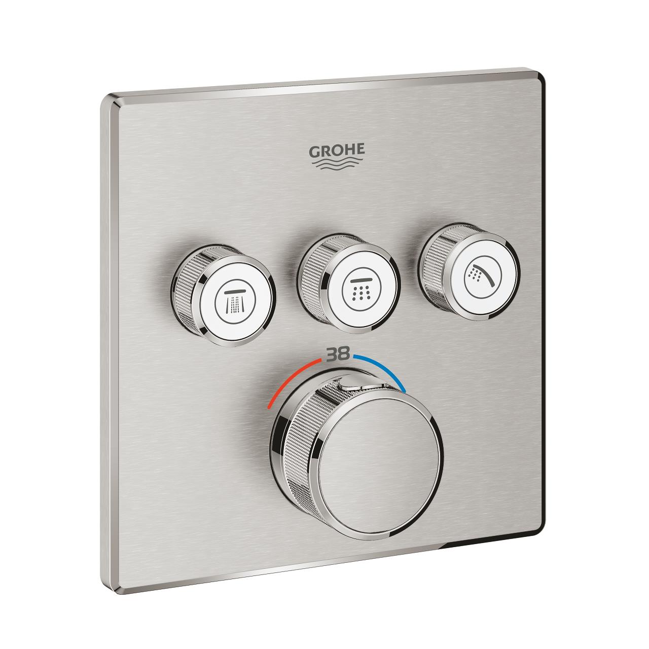 Grohe Grohtherm SmartControl Akış Kontrollü Ankastre Termostatik Banyo Bataryası (3 Yollu, Sıva Üstü Grubu), Paslanmaz Çelik 29126DC0