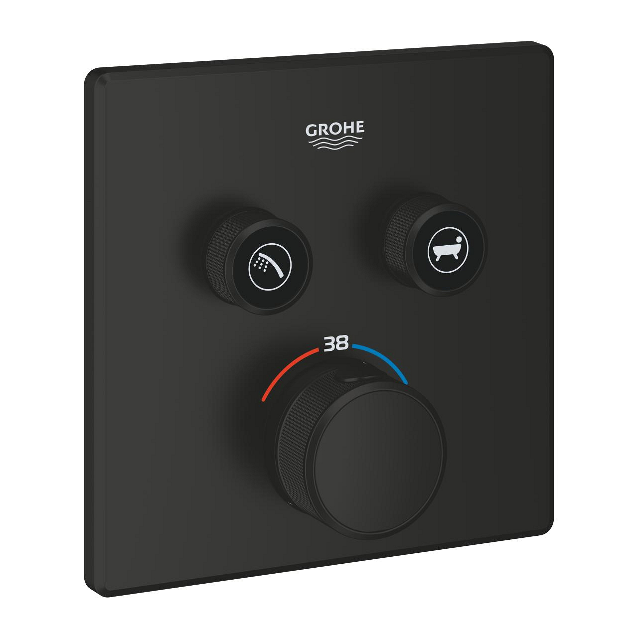 Grohe Grohtherm SmartControl Akış Kontrollü Ankastre Termostatik Banyo Bataryası (2 Yollu, Sıva Üstü Grubu), Mat Siyah 291242430