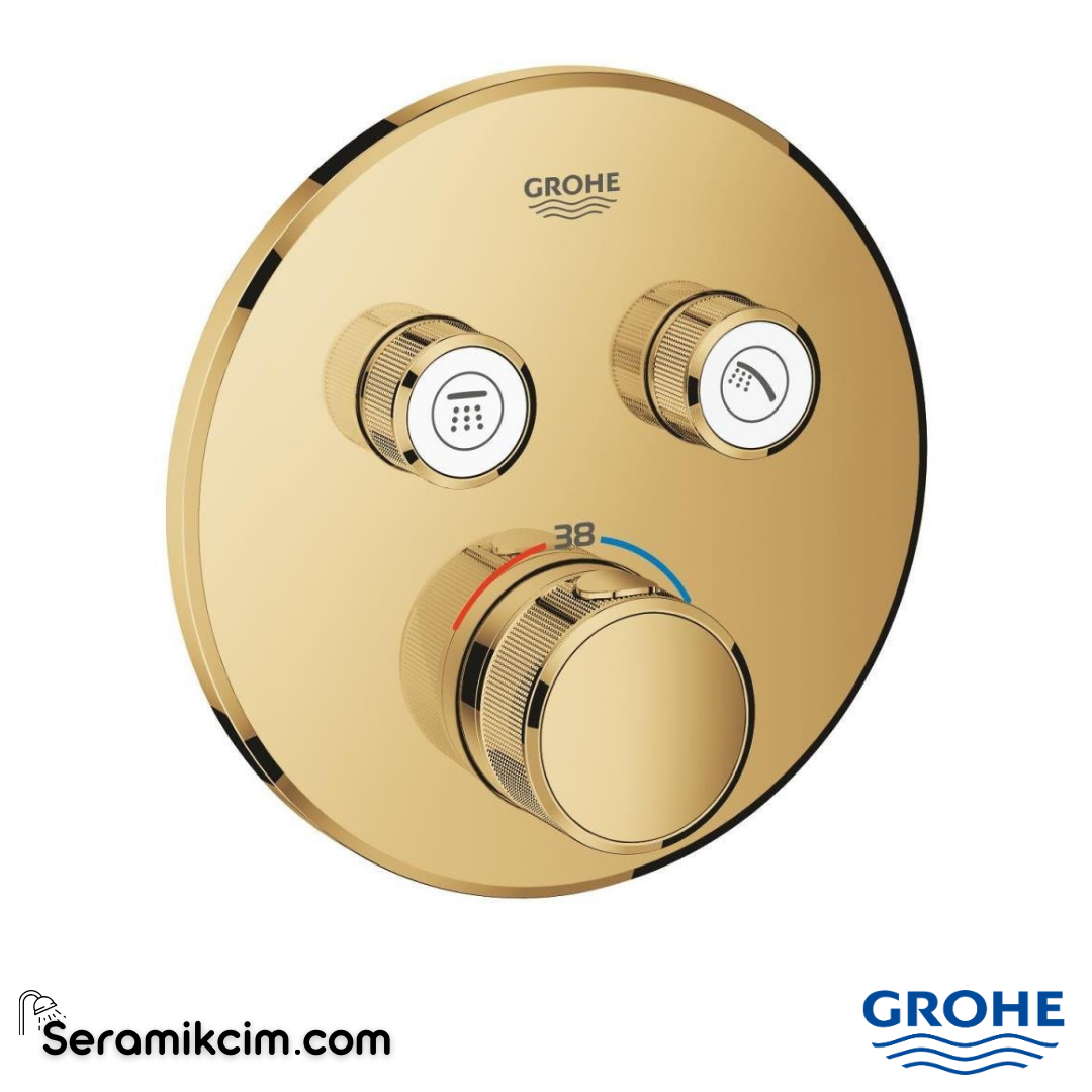 Grohe Grohtherm SmartControl Ankastre Termostatik Banyo Bataryası Çift Valfli Akış Kontrollü (Sıva Üstü Grubu) Altın 29119GL0 - 29119GL0