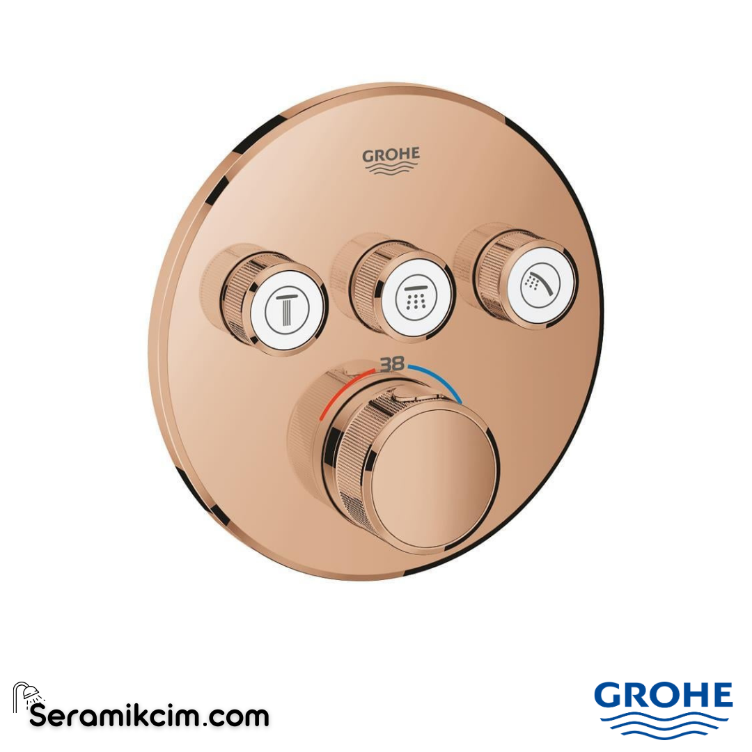 Grohe Grohtherm SmartControl Ankastre Termostatik Banyo/Duş Bataryası (Sıva Üstü Grubu) 3 Yollu Bakır 29121DA0 - 29121DA0