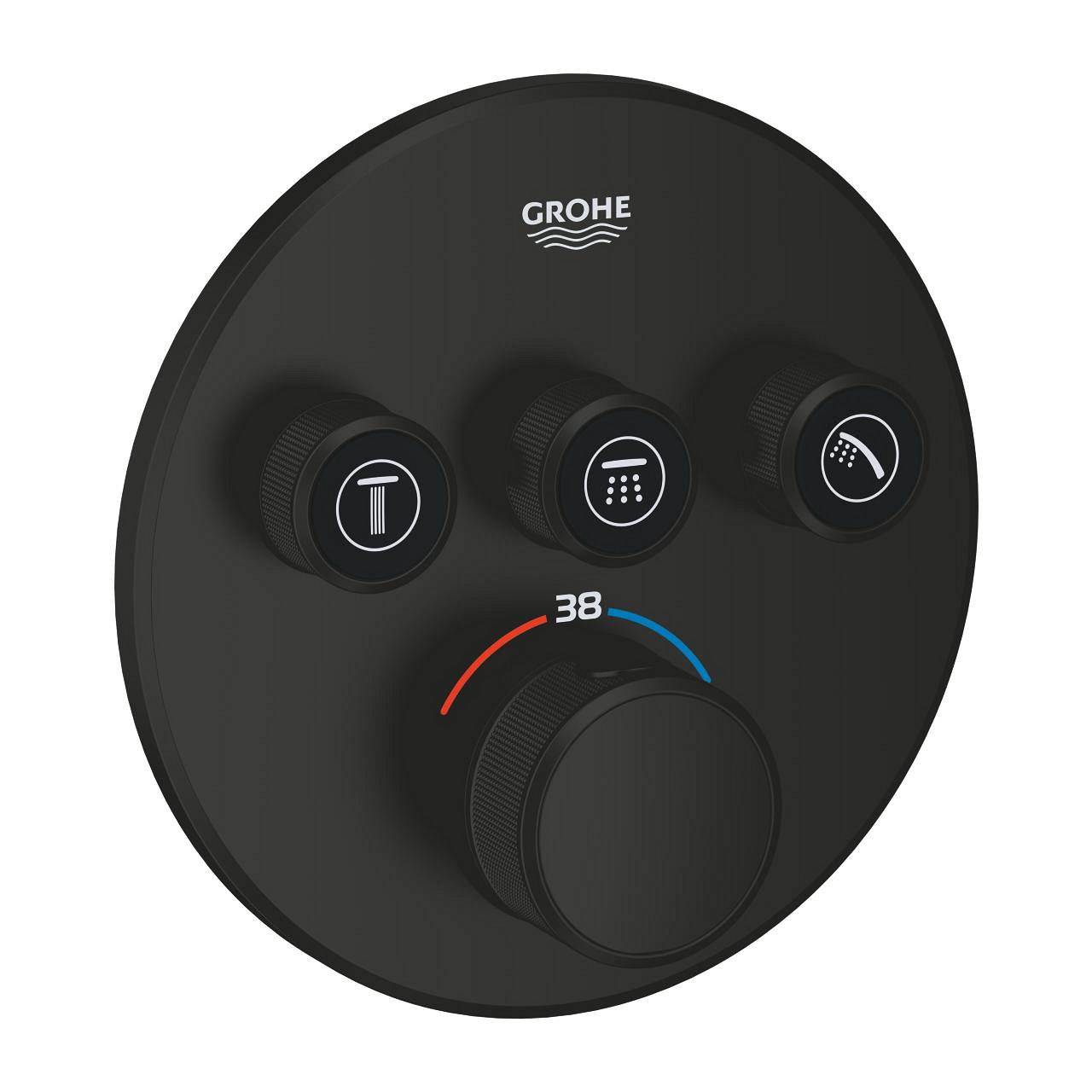 Grohe Grohtherm SmartControl Ankastre Termostatik Banyo/Duş Bataryası (Sıva Üstü Grubu), 3 Yollu, Mat Siyah 291212430