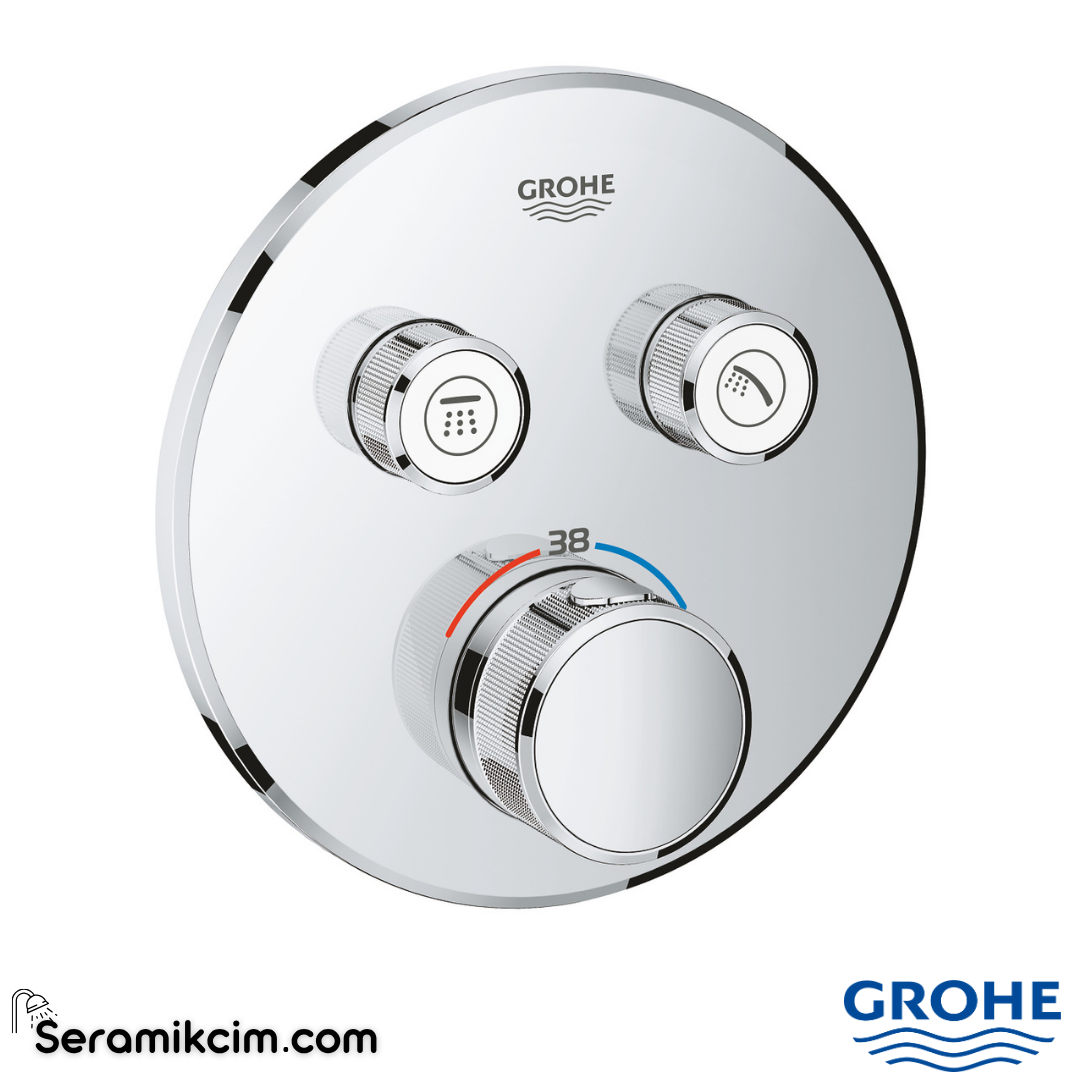 Grohe Grohtherm SmartControl Çift Valfli Akış Kontrollü, Ankastre Termostatik Banyo Bataryası (Sıva Üstü Grubu) Krom 29119000 - 29119000