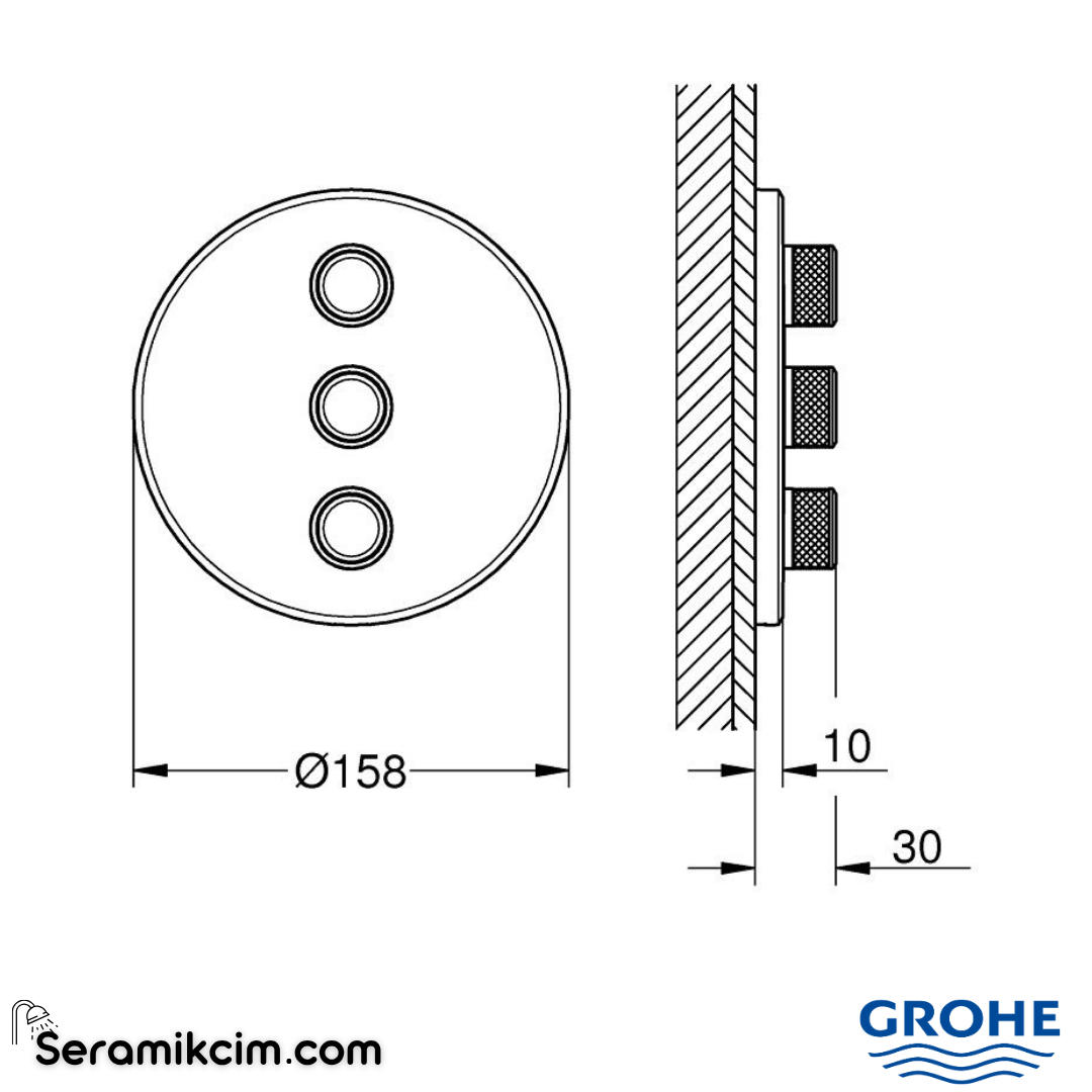 Grohe Grohtherm Smartcontrol Üç Noktadan Akış Kontrollü Kumanda Krom ...