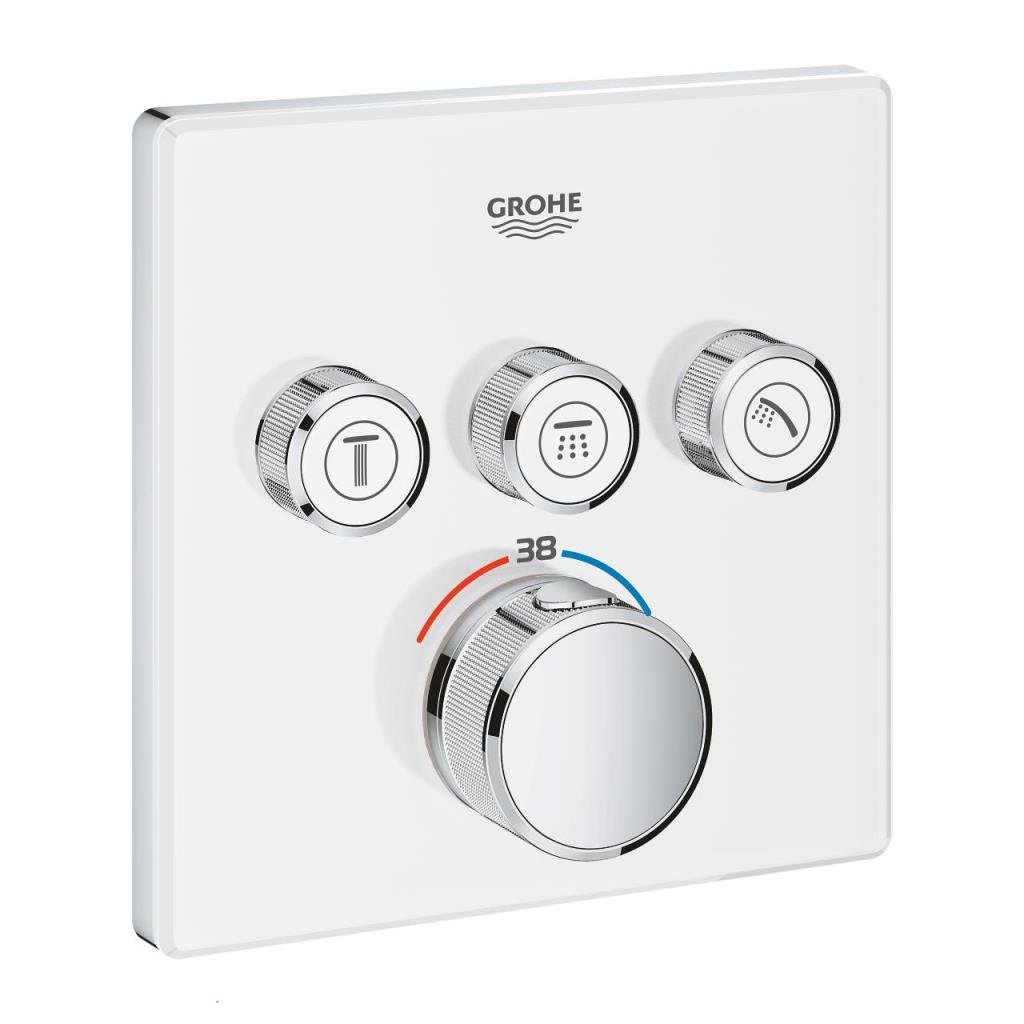 Grohe Grohtherm SmartControl Üç Valfli Akış Kontrollü, Ankastre Termostatik Duş Bataryası (Sıva Üstü Grubu), Beyaz 29157LS0