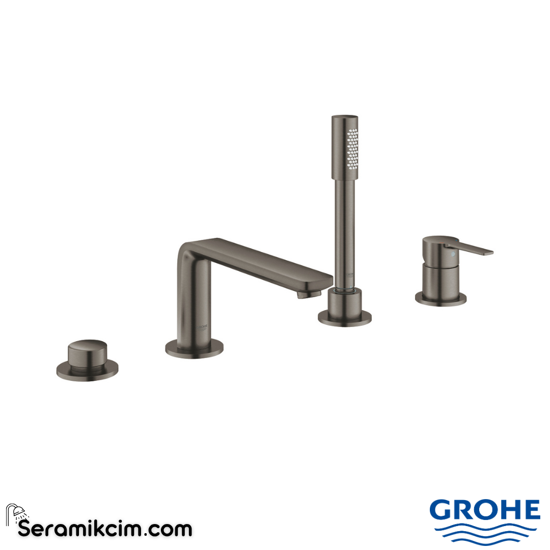 Grohe Lineare Dört Delikli Ankastre Küvet Bataryası (Sıva Üstü Grubu), Fırçalı Sert Grafit 19577AL1 - 19577AL1
